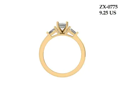 Emerald 3 Stone Ring 3D print model buy