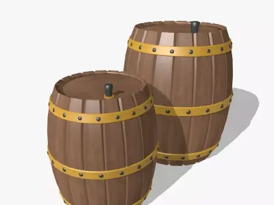 Wooden Barrel 3D model shop