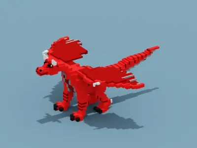 Voxel Dragon Low-poly 3D model