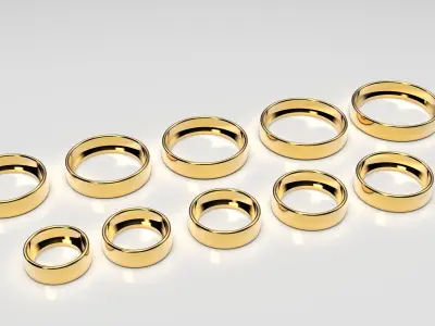 Round shape flush settings for cabochon stones set of 10 sizes  3D print model