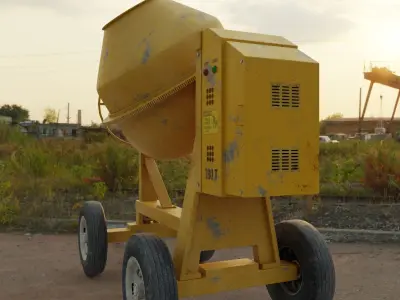 Concrete mixer Low-poly 3D model 3
