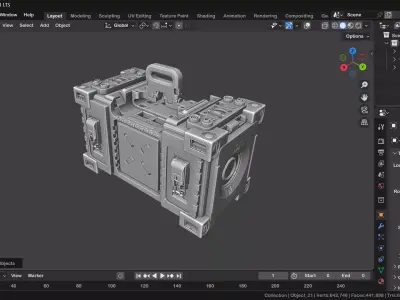 Sci-fi box crate Low-poly 3D model