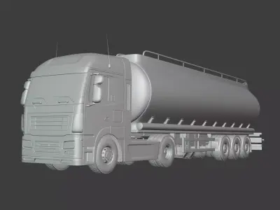 Generic Fuel Tanker Truck - Semi Trailer - Tank 3D model