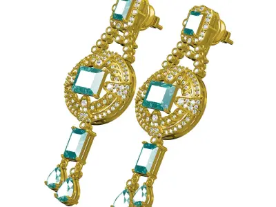 Antique Art Deco Diamond Earring 3 3D print model