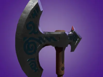 GAMEAREADY ASSET - Medieval Axe PBR Low-poly 3D model Low-poly 3D model