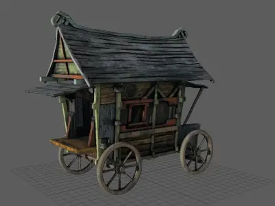 Fancy Medieval Caravan Low-poly 3D model