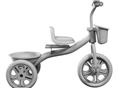 Childrens Tricycle Toy Low-poly 3D model