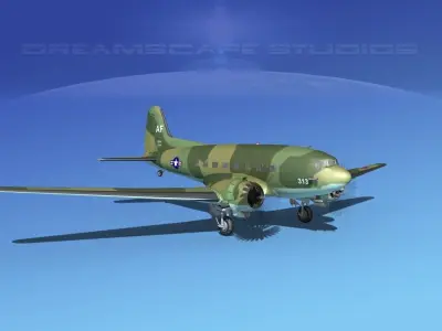 Douglas C-47 Dakota USAF V04 3D model