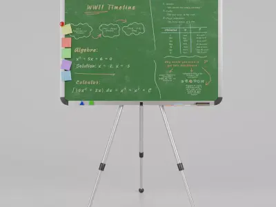 Customizable Metal Greenboard with Stand - Writing Board Low-poly 3D model