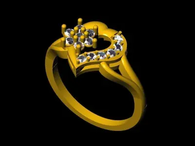 Heart shape diamond ring 3D model