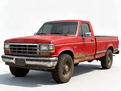 Realistic 1990s Rural Pickup Truck 3D Model Low-poly 3D model