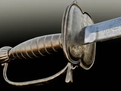 Swedish 18th century Officers Rapier m1700 game ready Low-poly 3D model