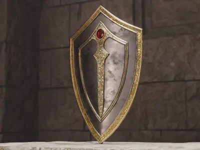 Realistic Game Ready Shield Set 01 Low-poly 3D model