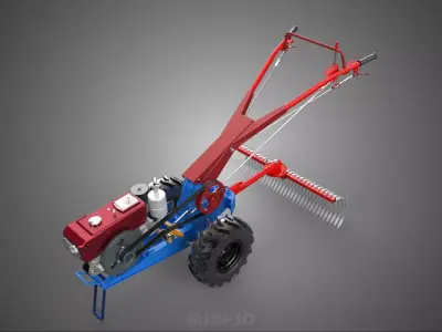 LANDSCAPE RAKE RAKES HARROW ARC IMPLEMENT MOTOBLOCK TRACTOR HAND 3D model