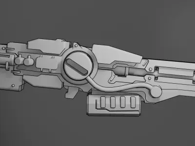 rail gun sci fi  Low-poly 3D model