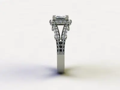 10093 diamond halo engagement ring 3D print model