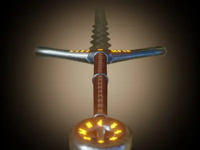 Sword with runes PBR 3D model