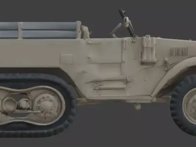 WWII Half-Track Desert Carrier  Model Low-poly 3D model