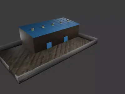 Realistic Industrial Factory Building Low Poly 3D Model Low-poly 3D model