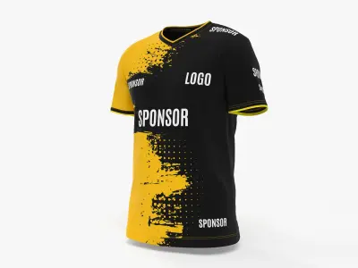 Realistic Worn Regular V-neck Classic T-Shirt Short Sleeve Male Body Shape Model for E-Sport 3D model