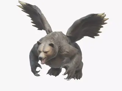 Ferocious Winged Bear Modello 3D Creature Mitologica Low-poly 3D model