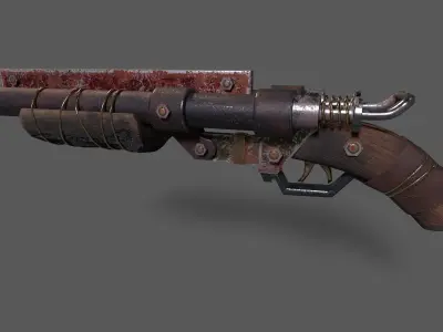 Double barrel shotgun for zombie games  Low-poly 3D model
