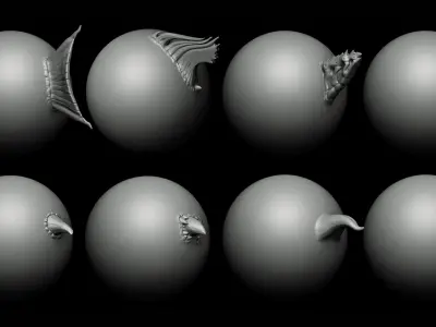 Zbrush and Blender - 40 Dragon VDM Brush Part 2 3D model purchase