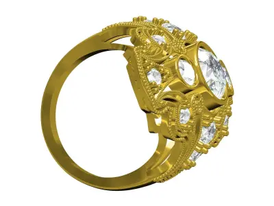 Antique Art Deco Style Engagement Ring 3D print model purchase