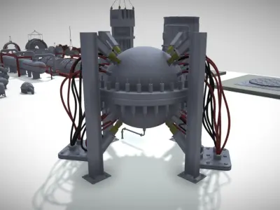 Low Nuclear power plant Low-poly 3D model