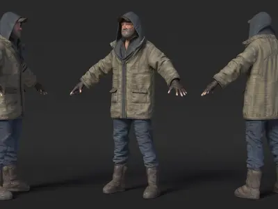  Homeless Old Man A-Pose 