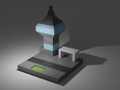 ATC tower and runway Free low-poly 3D model