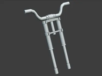 Bike Front Fork-HandleBar Low-poly 3D model