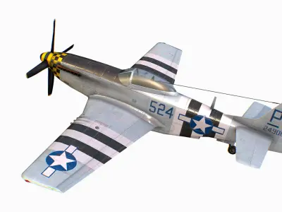 United States American fighter aircraft P-51D-5 Mustang Low-poly 3D model