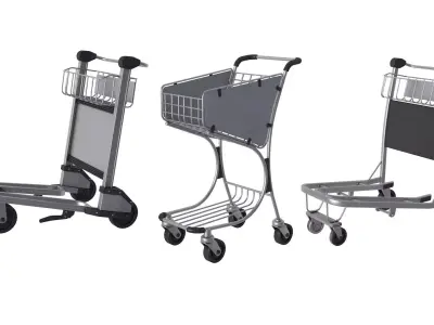 Airport Luggage Trolley 3D model purchase