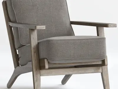 Metro Accent Chair in Onyx w Antique Legs Low-poly 3D model