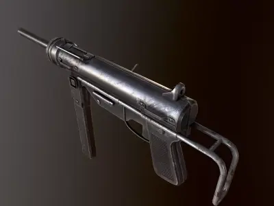 M3 WW2 US submachine gun Low-poly 3D model
