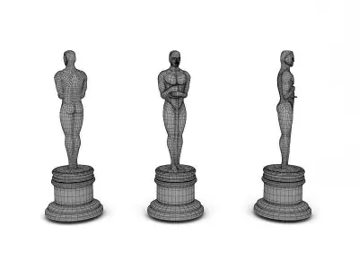 Oscar three statues 3D model