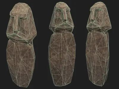 Slavic Wooden Medieval Settlement Totem Statue Low-poly 3D model