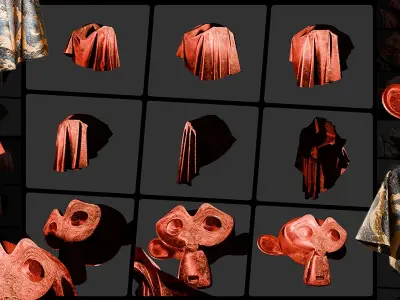 3 Oriental Velvet Fabric Seamless Material Bundle Texture