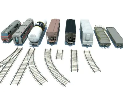Lowpoly Train Pack 3D model