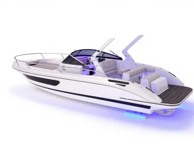 Celestial Express 3000 Pearl-White Luxury Boat Model Pack Low-poly 3D model