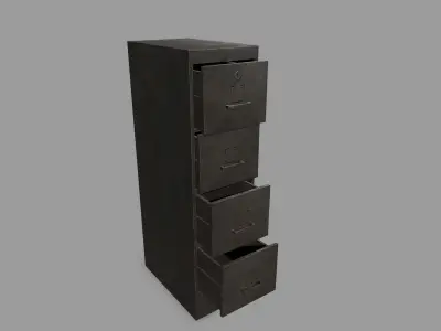 Cabinet metal with drawers Low-poly 3D model