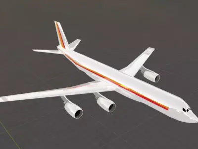 Fictional Quad Engine Modernized 1950s Jetliner DC-8-72 Inspired Low-poly 3D model