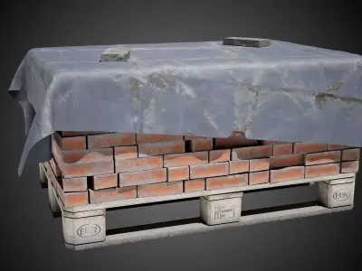 Brick Pallet Industrial Prop Low-poly 3D model
