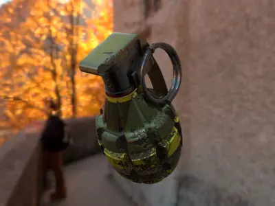 Granata grenade on side of road Free low-poly 3D model
