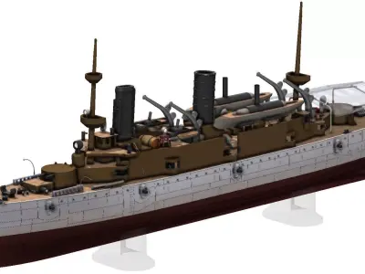 USS Olympia C6 1m RC READY 3D print model