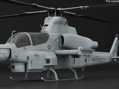  Bell AH-1Z Attack Helicopter Rigged 