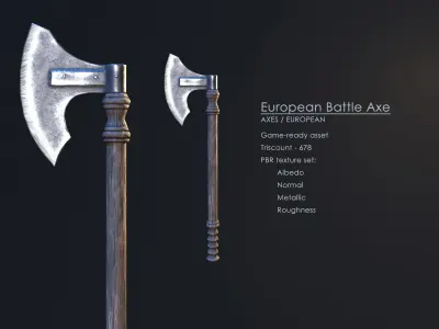 European Battle Axe Low-poly 3D model
