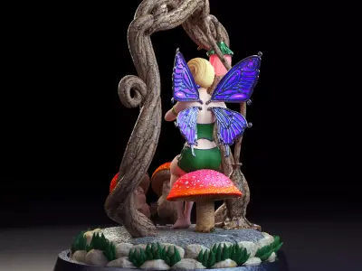 Tabletop Fairy Statue - The Forest Flute Player 3D print model