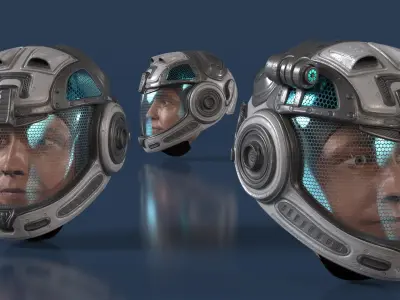 Astronaut Head in Futuristic Helmet 